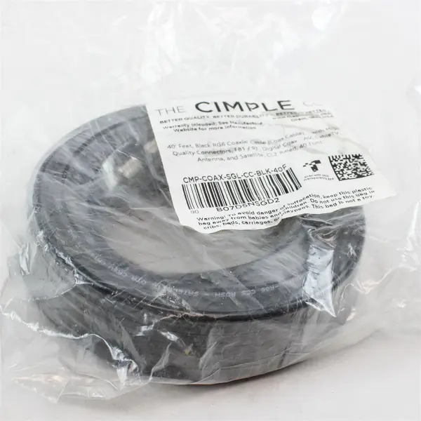Black, High Speed RG6 Coax, High Frequency Coaxial Cable, 40 Feet (12 Meter)