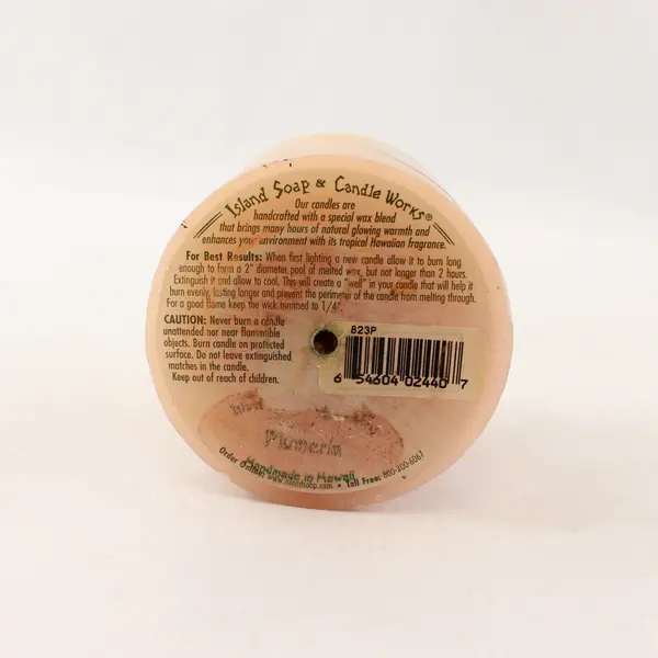 Island Soap Candle Works Plumeria Scent Tropical Candle 3.25in New