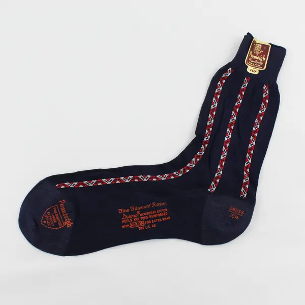 New Vintage Pennleigh Navy Red and White Socks Men's Size 10-1/2