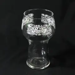 Vintage Pepsi Cola Clear Pedestal Glass White Lettering