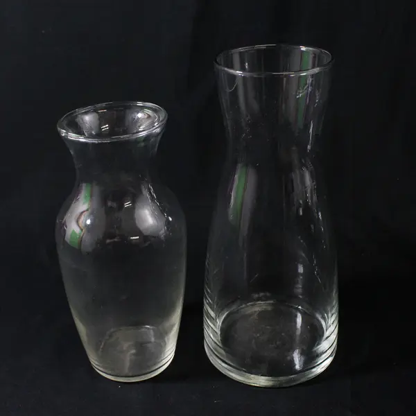 Lot of 4 Curvy Clear Glass Vases Varied Sizes 5" to 8.5"