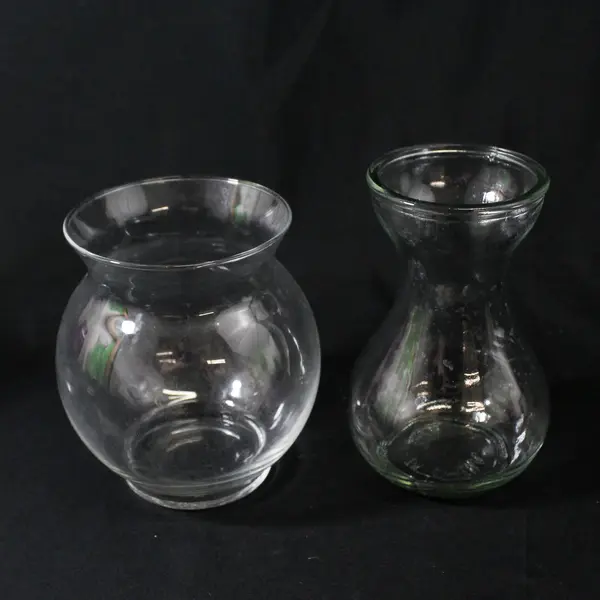 Lot of 4 Curvy Clear Glass Vases Varied Sizes 5" to 8.5"
