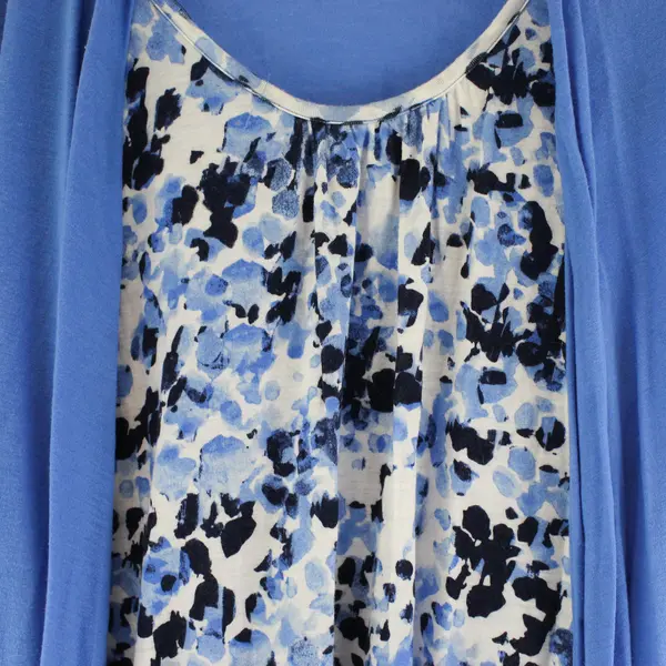 Just My Size Blue Faux Layer Long-Sleeve Top Women's 2X 18W/20W