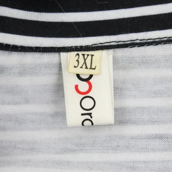 OrderPlus Womens 3XL Black White Striped Cat Graphic 1/4 Zip Top