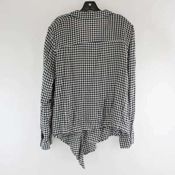 Jones New York Black and White Gingham Knot Tie Button-Up Women's XXL