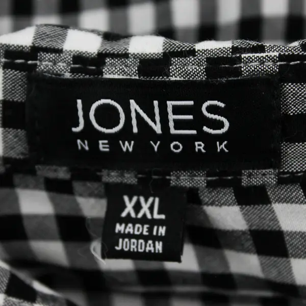 Jones New York Black and White Gingham Knot Tie Button-Up Women's XXL