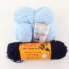 Lot of 3 Blue Yarn Skeins Bernat Softee Baby Preferred Import