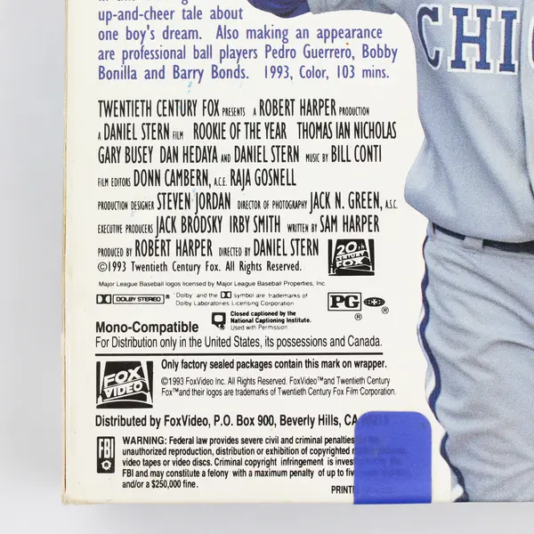 Rookie of the Year VHS 1993 Fox Thomas Ian Nicholas