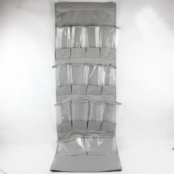 15 Pocket Gray Over-The-Door Shoe Organizer