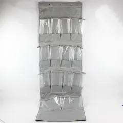 15 Pocket Gray Over-The-Door Shoe Organizer