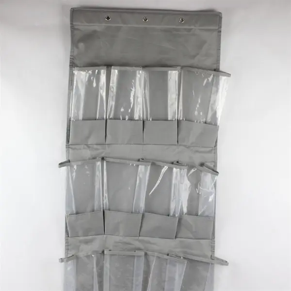 15 Pocket Gray Over-The-Door Shoe Organizer
