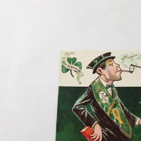 Vintage St. Patrick's Pipe Of Peace Top O' The Mornin Embossed Postcard