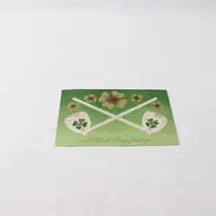 Vintage St. Patrick's Day Clover Greetings Crossed Pipes Embossed Postcard