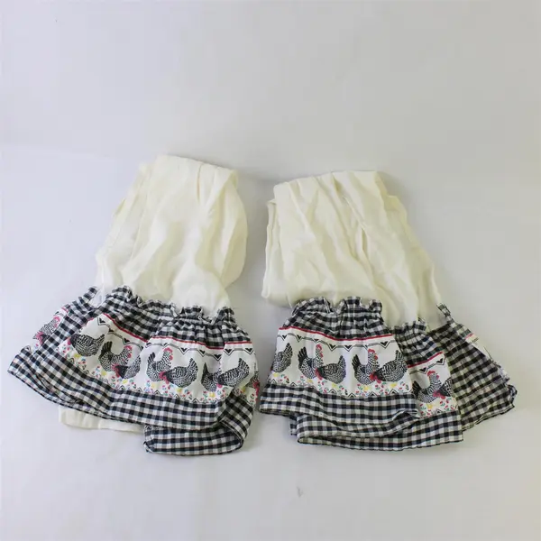 Set of 2 Handmade Retro Chicken Print Kitschy Cafe Curtains 29" x 35"