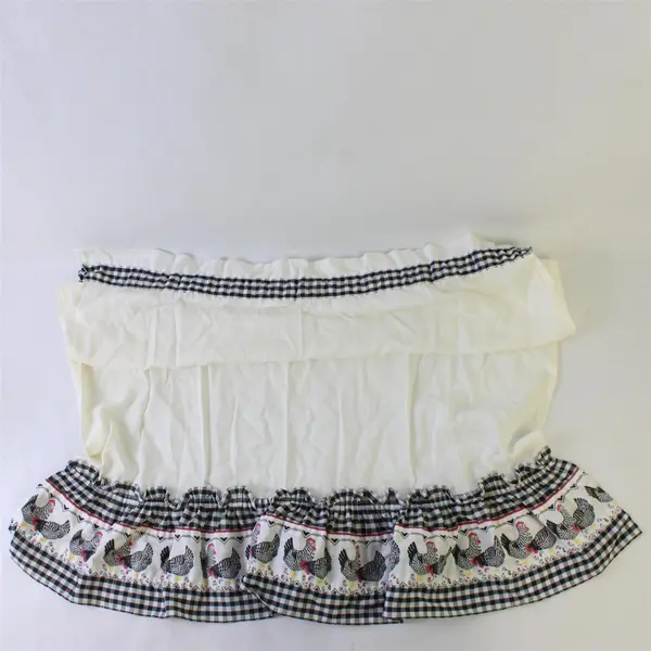 Set of 2 Handmade Retro Chicken Print Kitschy Cafe Curtains 29" x 35"