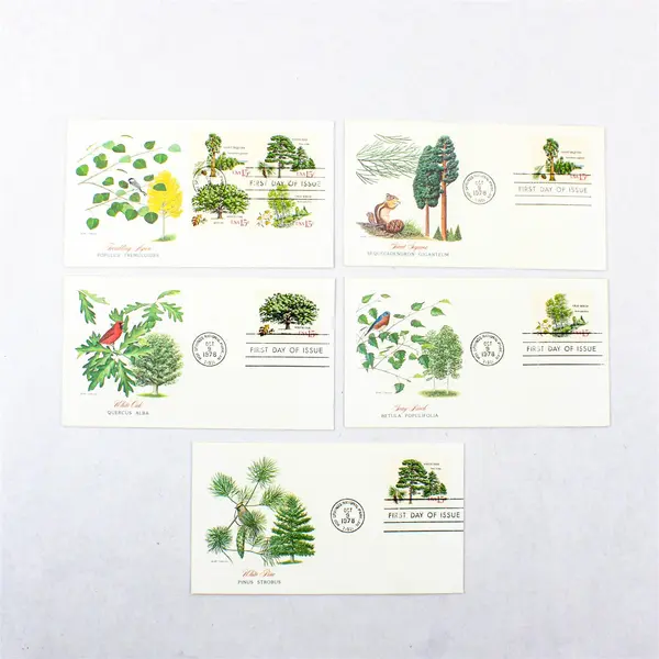 Set Of 5 Trees Of America 1978 FDC Fleetwood Birds And Trees SC #1764-67