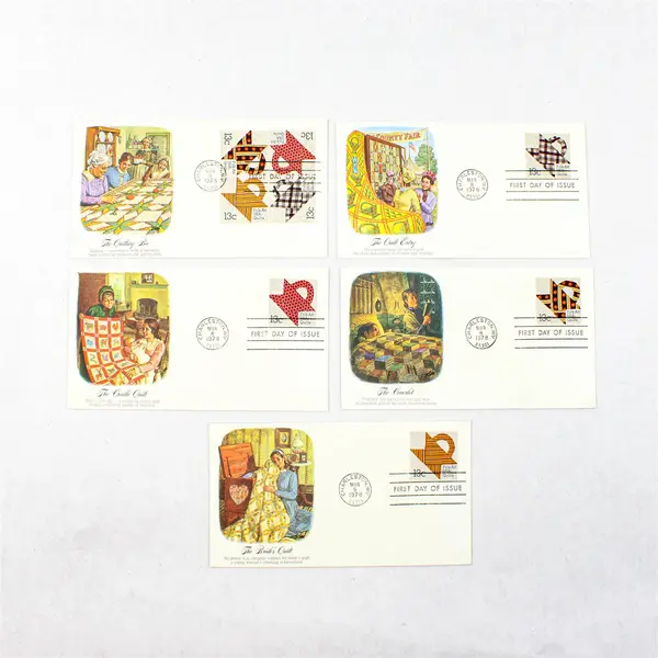 Set Of 5 Quilt Stamp 1978 FDC Fleetwood Cachet SC #1745-48