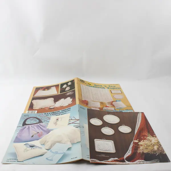 Lot of 3 Vintage Candlewicking Craft Books/Leaflets 1982 & 1983 Good