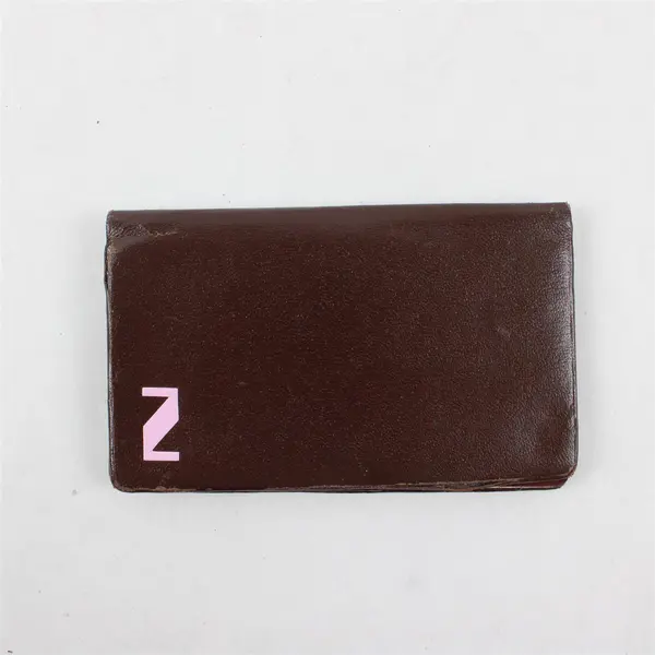 Brown Leather Compact Mirror Travel Vanity Pocket Size