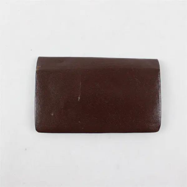 Brown Leather Compact Mirror Travel Vanity Pocket Size