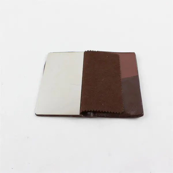Brown Leather Compact Mirror Travel Vanity Pocket Size