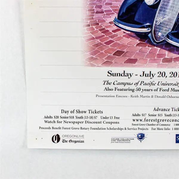 2014 Forest Grove Concours d’Elegance Oregon Classic Car Show Poster 17X25