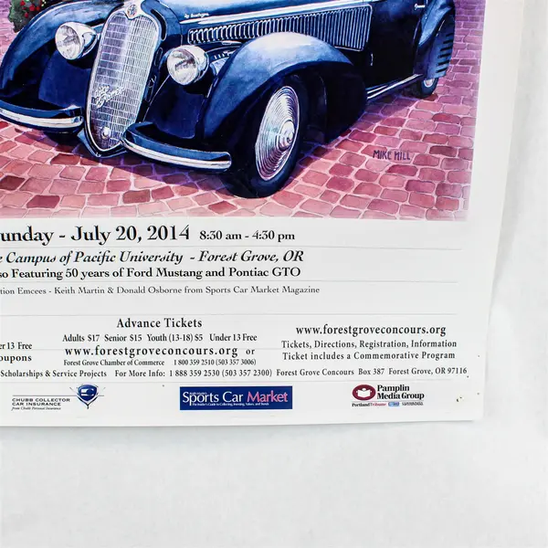 2014 Forest Grove Concours d’Elegance Oregon Classic Car Show Poster 17X25