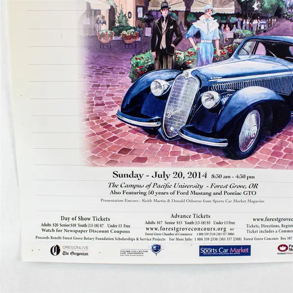 2014 Forest Grove Concours d’Elegance Oregon Classic Car Show Poster 17X25