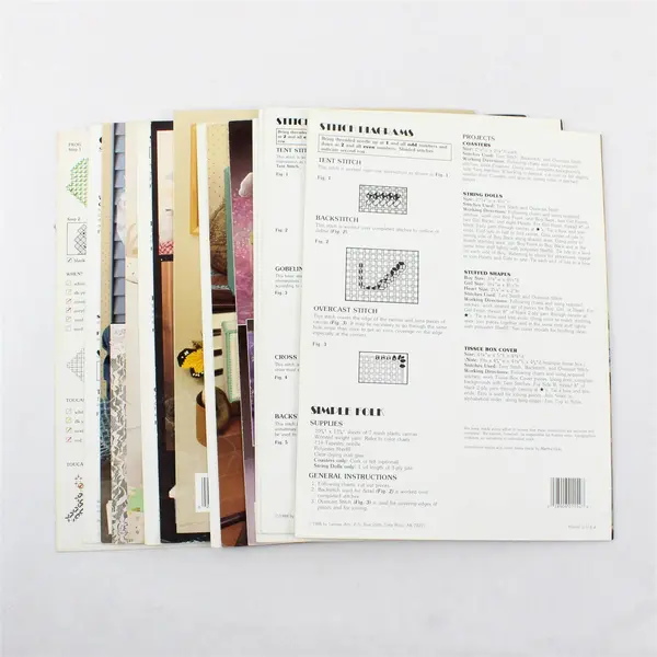Lot of 15 Leisure Arts Craft Leaflets 1982-1989 Cross-Stitch on Plastic Canvas