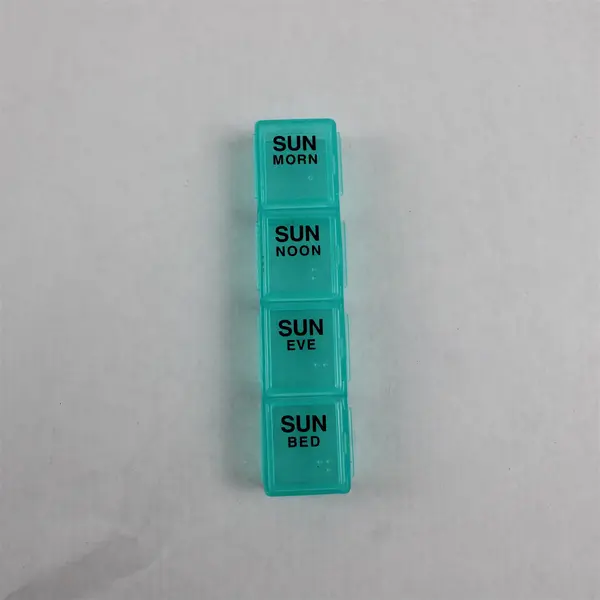 Lot of 2 Plastic Storage Boxes Clear Teal 7 Compartment Pill Organizer