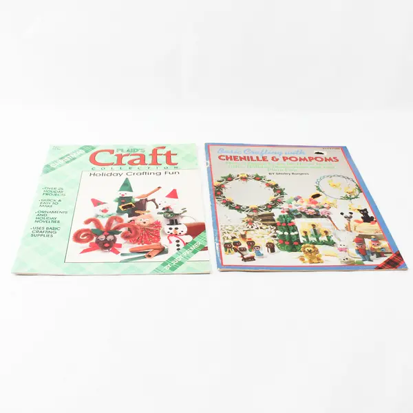 2 Plaid Enterprises Craft Leaflets Chenille & PomPoms and Craft Collection 