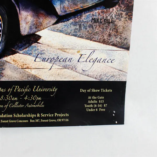 2007 Forest Grove Concours d’Elegance Oregon Classic Car Show Poster 18X26