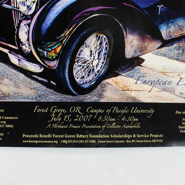 2007 Forest Grove Concours d’Elegance Oregon Classic Car Show Poster 18X26
