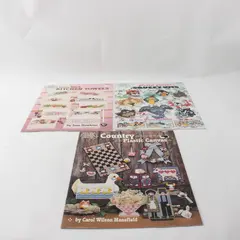 Vintage Lot of 3 Mixed Cross-Stitch & Plastic Canvas Leaflets 3047 3048 3518
