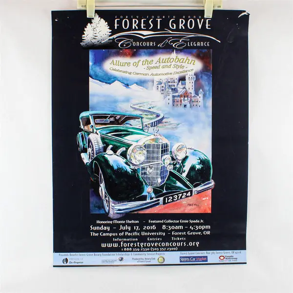 2016 Forest Grove Concours d’Elegance Oregon Classic Car Show Poster 17X25