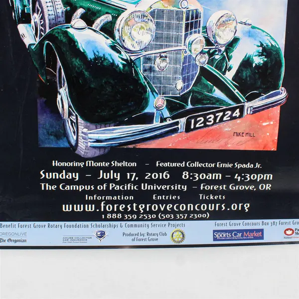 2016 Forest Grove Concours d’Elegance Oregon Classic Car Show Poster 17X25