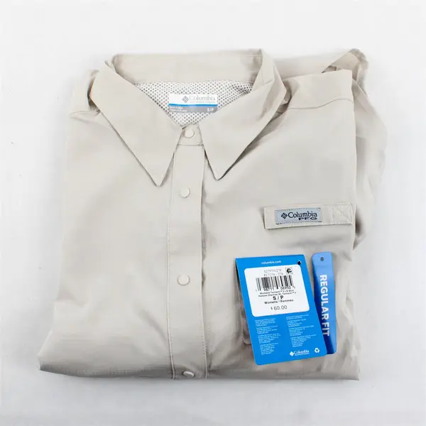 Columbia Women's Tamiami II LS Fishing Shirt Tan Khaki Beige Small NWT