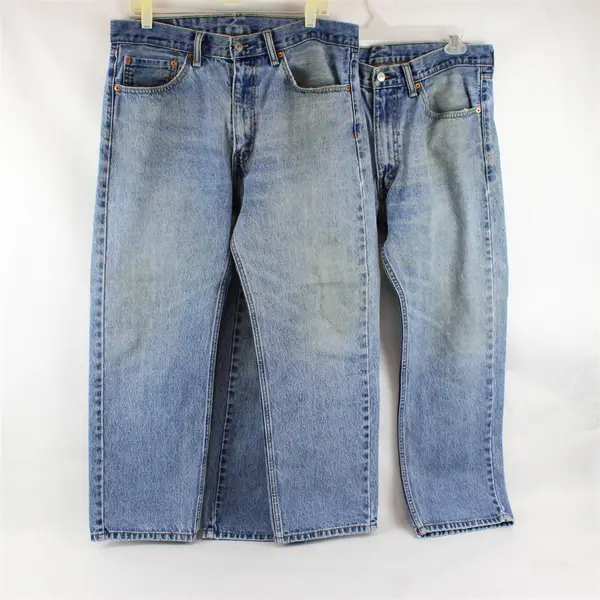 Lot of 2 Levi's 505 Men's 36x29 Light Wash Straight Leg Jeans Flaws