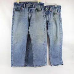Lot of 2 Levi's 505 Men's 36x29 Light Wash Straight Leg Jeans Flaws