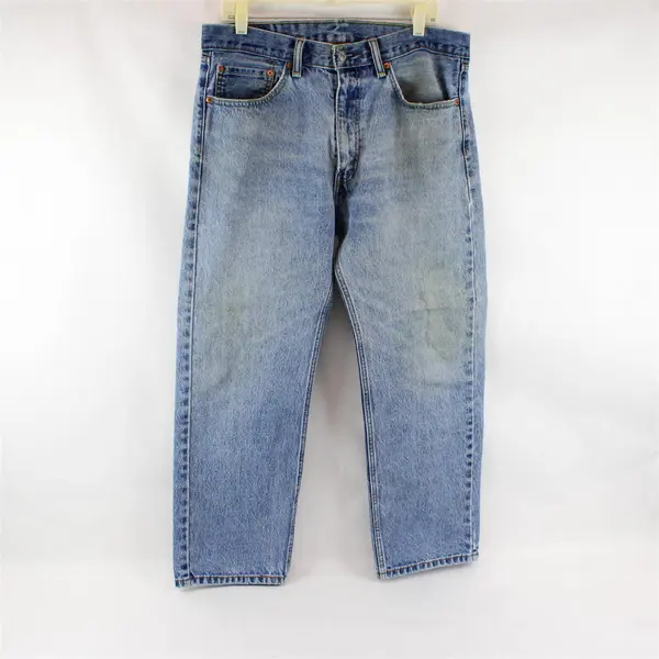 Lot of 2 Levi's 505 Men's 36x29 Light Wash Straight Leg Jeans Flaws