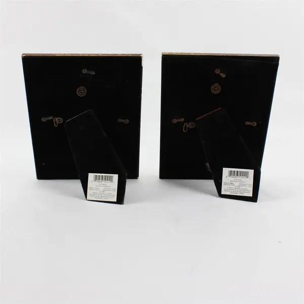 Lot of 2 Ultima Gold-Brushed Standing Desk Picture Frames 4x6