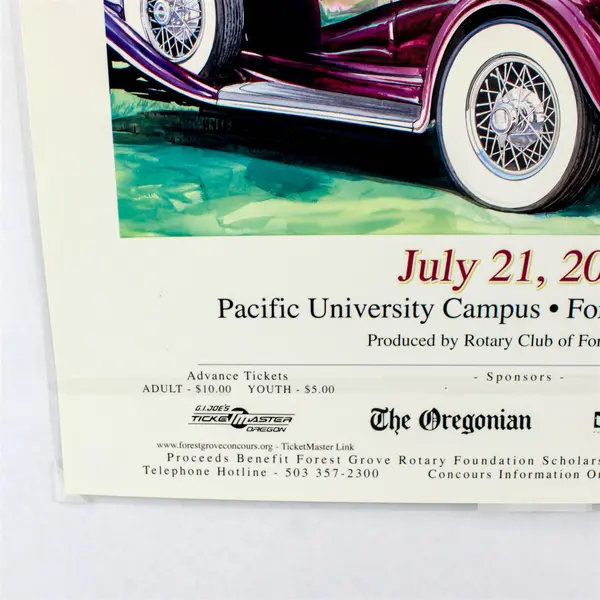 2002 Forest Grove Concours d’Elegance Oregon Classic Car Show Poster 18.5X26 