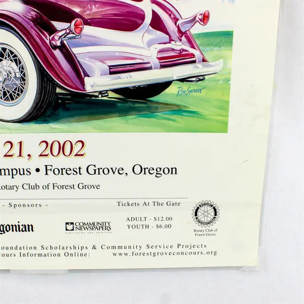 2002 Forest Grove Concours d’Elegance Oregon Classic Car Show Poster 18.5X26 