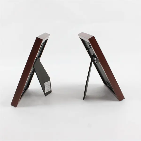 Lot of 2 Room Essentials Red-Brown Faux Wood Tabletop Picture Frames 4"x6"
