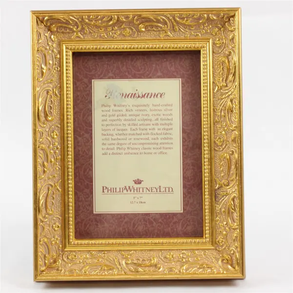 Philip Whitney Renaissance Ornate Gold Tabletop Picture Frame 5"x7"