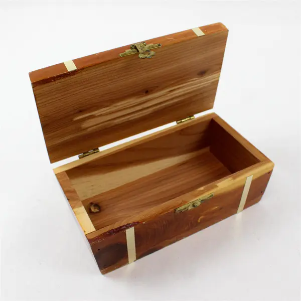 Vintage 70s Mini Wooden Treasure Chest Trinket Box Brass Accents Clasp