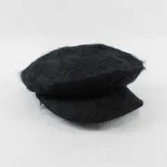 Vintage Unbranded Black Rabbit Hair Blend Fuzzy Newsboy Hat One Size