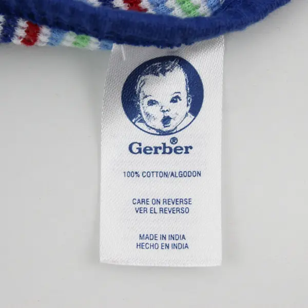Gerber Blue Green and Red Striped Cotton Receiving Swaddle Blanket