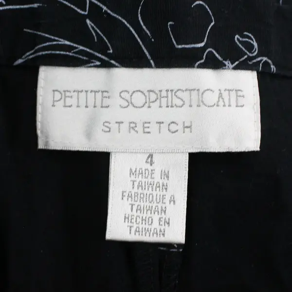 Petite Sophisticate Stretch Floral Print Dark Navy Capri Pants Women's Size 4