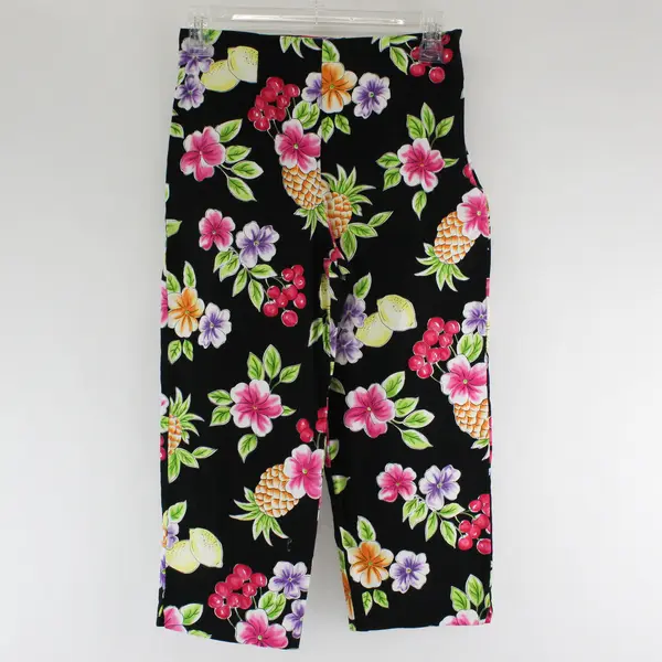 Briggs Petite Multicolor Floral Fruit Pattern Capri Pants Women's Size 2